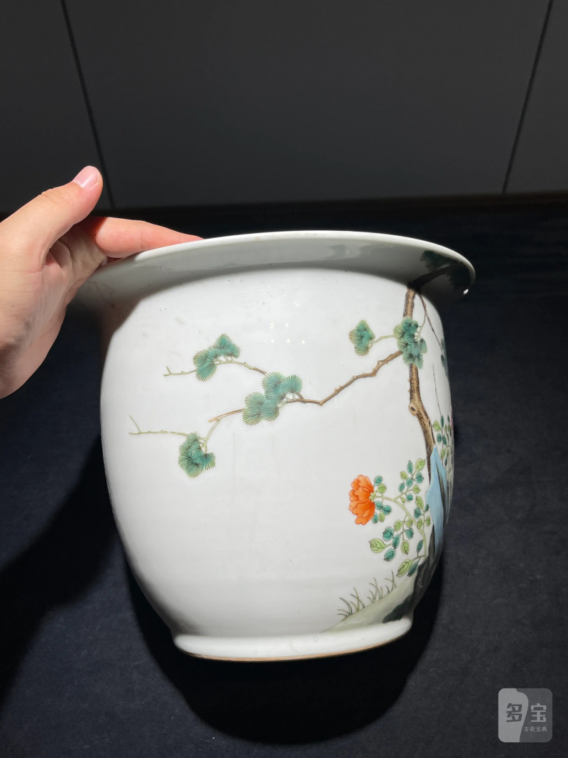 民国 粉彩双鹿纹花盆一对 - 图14